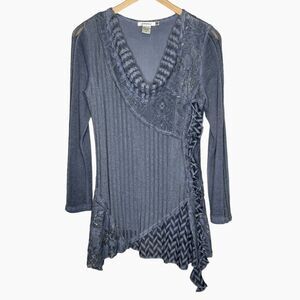 Feratelli Cowl Neck Sweater Small Asymmetrical Lace Y2K Fairy Coquette Ethereal